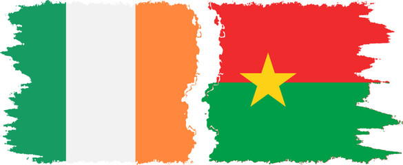 Burkina Faso and Ireland grunge flags connection vector