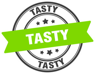 tasty stamp. tasty label on transparent background. round sign