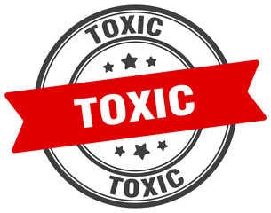 toxic stamp. toxic label on transparent background. round sign