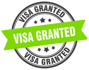 visa granted stamp. visa granted label on transparent background. round sign