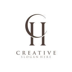 Luxury Initial CH  Monogram Text Letter Logo Design