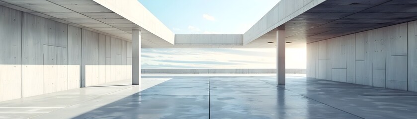 Minimalist Concrete Courtyard in Rendering for Architectural Design