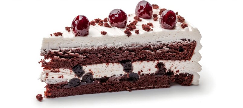 Black forest cake food photography on white background   stock image for culinary creations