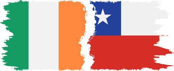 Chile and Ireland grunge flags connection vector