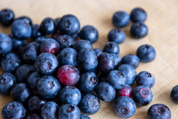 ブルーベリーは紫色の小さなフルーツで甘酸っぱくて美味しくて健康な夏の収穫物