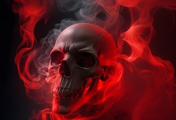 human skull with smoke