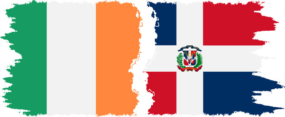 Dominican Republic and Ireland grunge flags connection vector