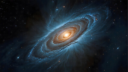 A majestic spiral galaxy ablaze with color - obrazy, fototapety, plakaty