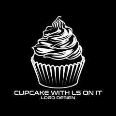 Cupcake With LS On It Vector Logo Design