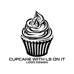 Cupcake With LS On It Vector Logo Design