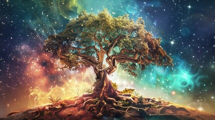 Cosmic Tree of Life with Medicinal Plants and Spirituality