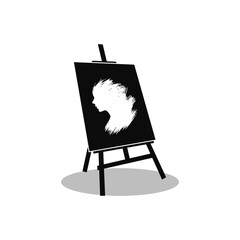 Abstract Women Painting on Easel Vector Illustration