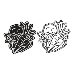 Logo design of organic  fresh vegetables flat icon minimal style. Simple creative logo of vegetable. Icon style logo of vegetable.