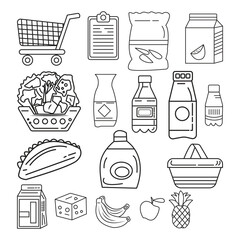 Supermarket grocery store food creative icon. Vector illustration.