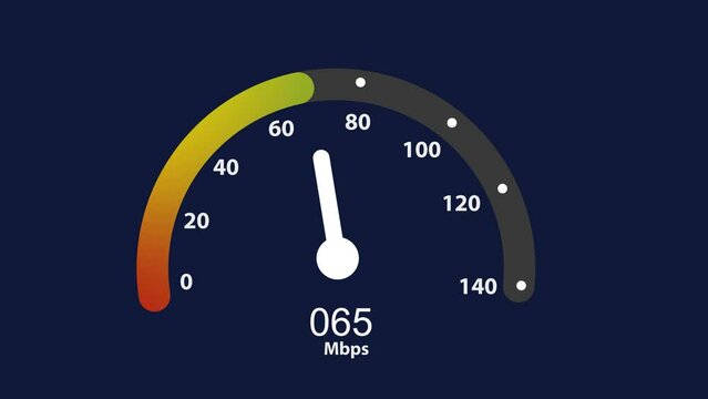 animation internet speed test 5g. holographic circle modern style technology, rotating on arrow cursor lever. visual background of internet speed.