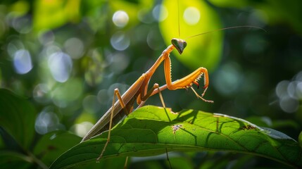 The image shows a group of Madagascar Praying Mantises engaged in the prayer-like pose. The mantises are lined up in a repetitive pattern, each one with its forearms raised towards its head.