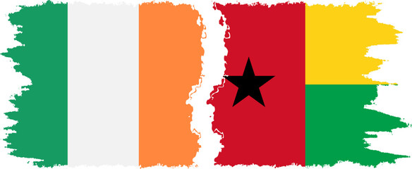Guinea Bissau and Ireland grunge flags connection vector