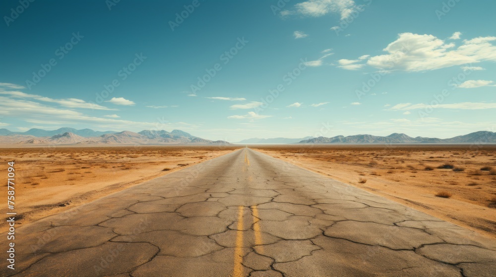 Aufkleber generative ai empty desert road stretch