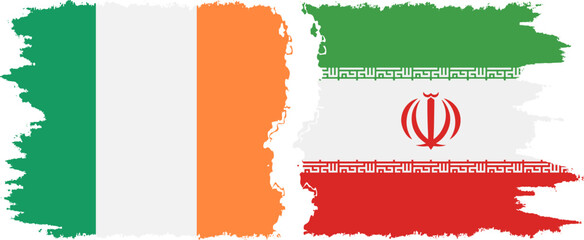 Iran and Ireland grunge flags connection vector