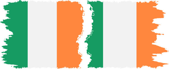 Ireland and Ireland grunge flags connection vector