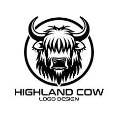 Highland Cow Vector Logo Design