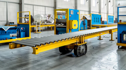 Modern Industrial Warehouse with Automated Storage and Robotics, Efficient Logistics and Distribution Center Interior