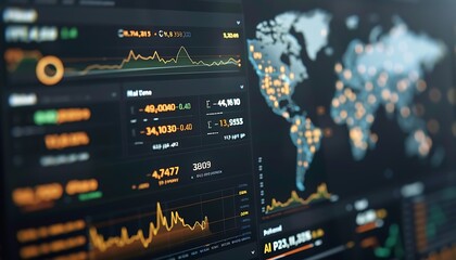 Close-Up of Live Global Economic Data on Financial Dashboard