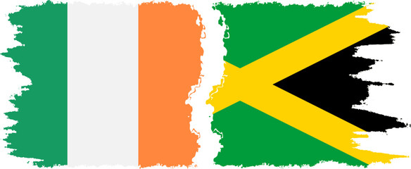 Jamaica and Ireland grunge flags connection vector - obrazy, fototapety, plakaty