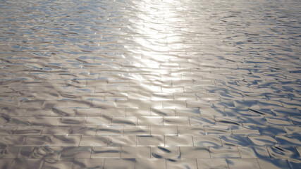 Concept or conceptual solid background of titanium scale texture floor as a modern pattern layout. A 3d illustration metaphor for construction, architecture, urban and interior design