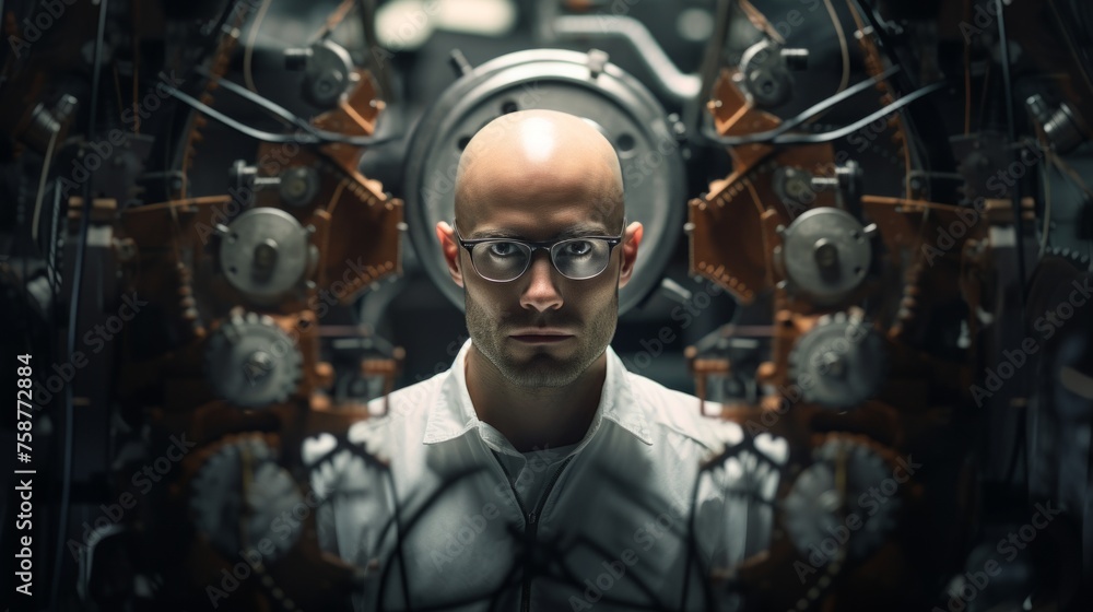 Aufkleber generative ai portrait of a male architect with drafting tools, precision in design, architectural s