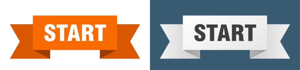 start ribbon. start isolated paper sign. banner