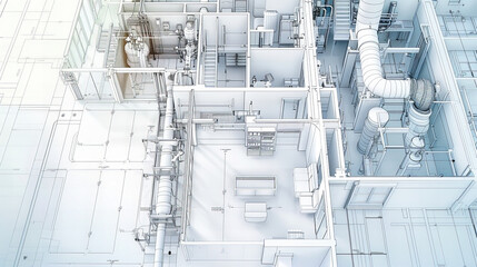 Architectural Blueprint and Urban Planning, Detailed Construction Sketch, Designers Vision for City Development