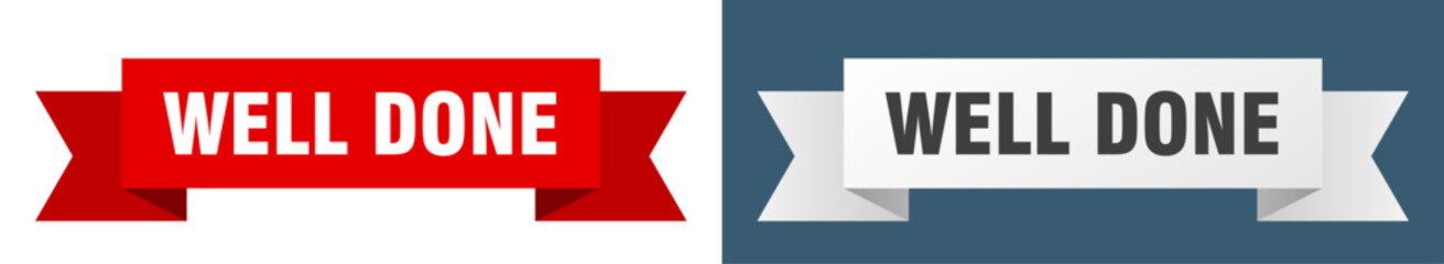 well done ribbon. well done isolated paper sign. banner