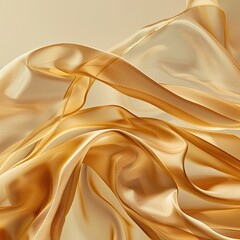 Abstract gold cloth floated on a light beige background