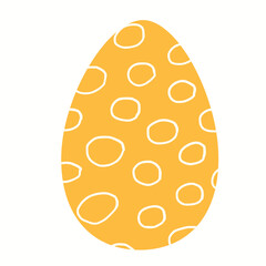 Easter Egg with Pattern Isolated on White background. Vector illustration in flat style for greeting card, invitation template, poster, background.