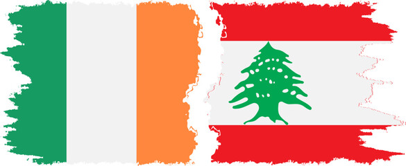 Fototapeta premium Lebanon and Ireland grunge flags connection vector