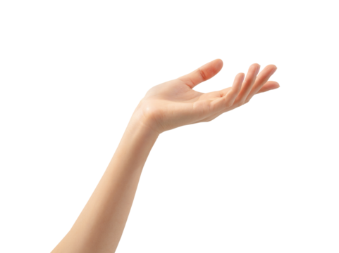 Hand holding or pointing to something on white background.