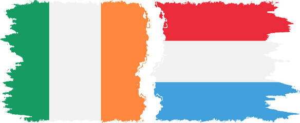 Luxembourg and Ireland grunge flags connection vector
