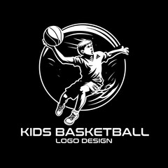 Kids Basketball Vector Logo Design