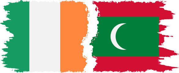 Maldives and Ireland grunge flags connection vector