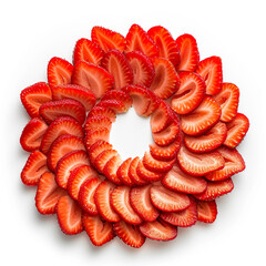 sliced strawberry isolated on white сreated with Generative Ai