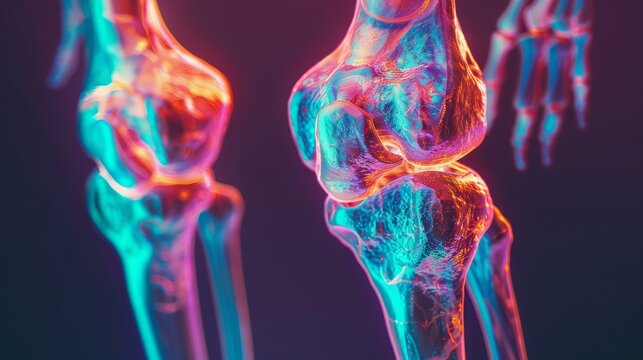 3D hologram visualization of a human femur bone for educational purposes - Powered by Adobe