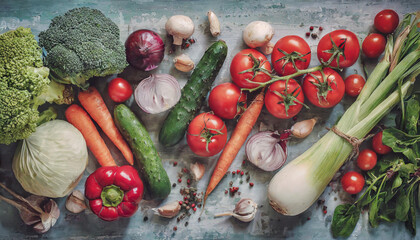 Healthy eating, various vegetables, top view