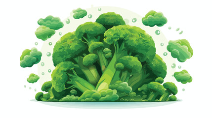 Broccoli circle flat flat vector isolated on white background - obrazy, fototapety, plakaty