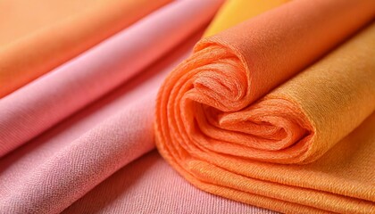 Vibrant Fusion: Close-Up of Orange and Pink Fabric Textures"