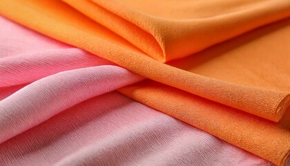 Vibrant Fusion: Close-Up of Orange and Pink Fabric Textures"