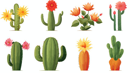 Cactus illustration natural flower cactus flat vector