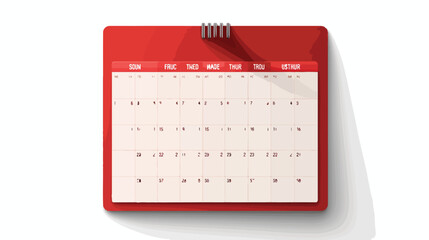 Calendar icon on white flat vector - obrazy, fototapety, plakaty