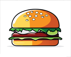 burger hand drawn emgraving simple color-10