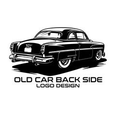 Old Car Back Side Vector Logo Design